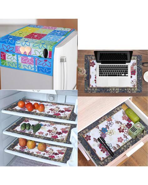 CROSMO Set of 4 Printed Waterproof Fridge Top Cover