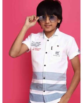 v-mart Boys Typographic Print Regular Fit Shirt -picture-4
