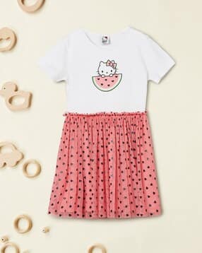 Girls Hello Kitty Print Tulle Dress-image-12