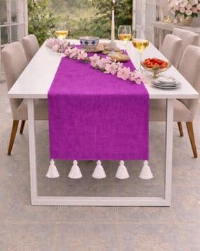 throw pillow Rectangular Table Runner with Tassels 13x54 Inches-picture-43
