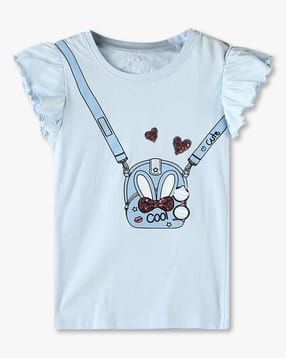 kg frendz Girls Graphic Print Regular Fit Round-Neck T-Shirt-picture-30