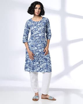 avaasa mix n' match Women Floral Straight Kurta-picture-16