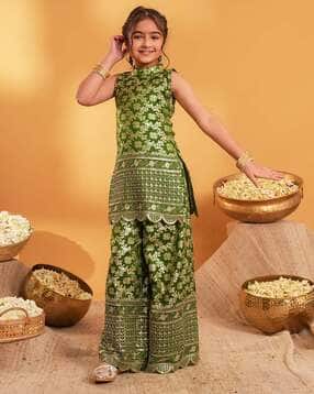 aj dezines Girls Embroidery Kurta Suit Set-picture-46