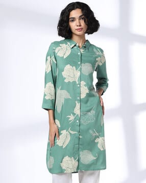 Women Floral Button-Down Kurta-image-45