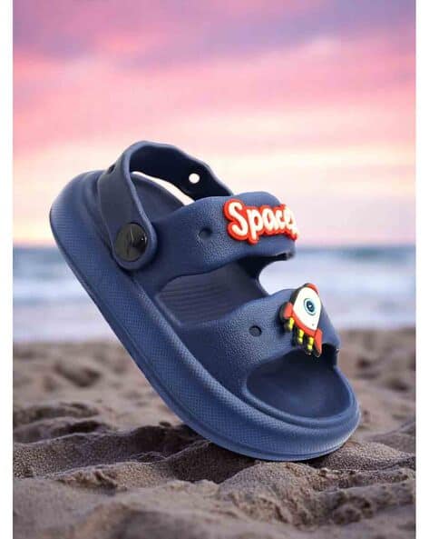 TRV Boys Slingback Clogs with Rocket Applique