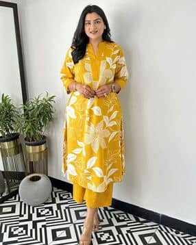 Women Floral Print Kurta & Palazzo Co-Ord Set-image-42