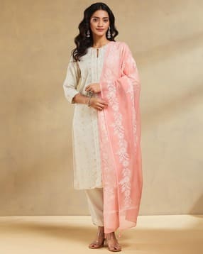 fabindia Women Embroidered Dupatta with Tassels-picture-37
