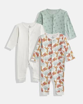 mothercare Unisex Pack of 3 Printed Cotton Sleepsuits-picture-50