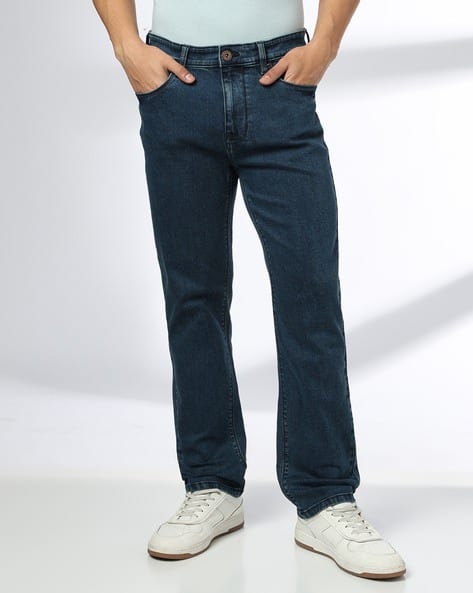 DNMX Men Lightly Washed Straight Jeans