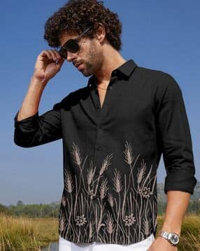 neonomad Men Embroidered Slim Fit Spread-Collar Shirt-picture-28