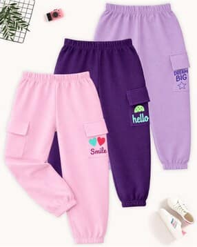 kuchipoo Girls Pack of 3 Relaxed Fit Cargo Joggers-picture-30