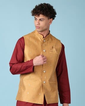v-mart Men Embroidered Regular Fit Nehru Jacket-picture-25