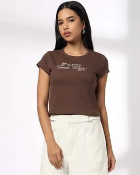 rio Women Embroidered Regular Fit Crew-Neck T-Shirt-picture-32