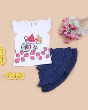 Printed T-Shirt & Skirt Set-image-13