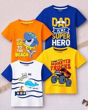 trampoline Boys Pack of 4 Printed Relaxed Fit Crew-Neck T-Shirts-picture-39