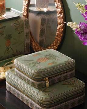 pure home and living Pineapple Print Square Faux Leather Travel Jewellery Box-picture-13