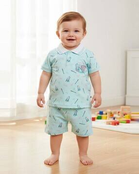 v-mart Printed Polo T-Shirt & Shorts Set-picture-22