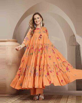 gulmohar jaipur Cotton Printed Anarkali Kurta Suit Set-picture-40