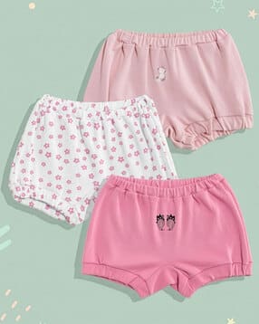 mothercare Girls Pack of 3 Printed Cotton Shorts-picture-12
