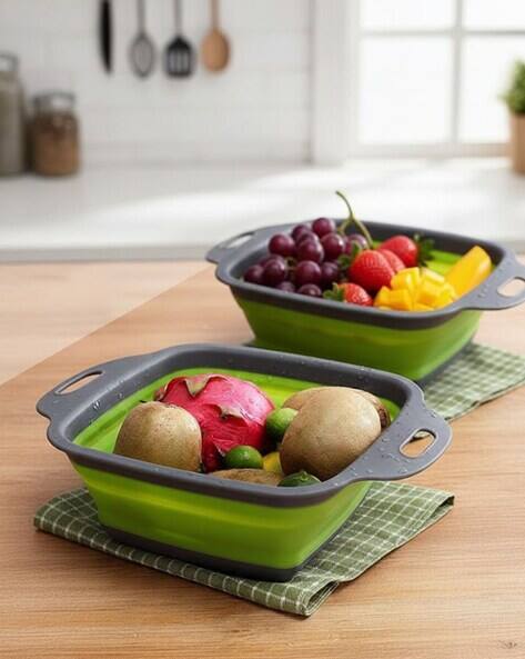 Baskety Set of 2 Folding Silicone Strainers