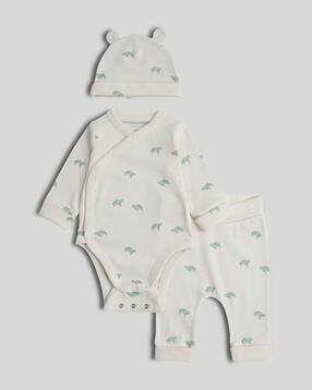 mothercare Infants Printed Cotton Bodysuit & Pants with Beanie-picture-13