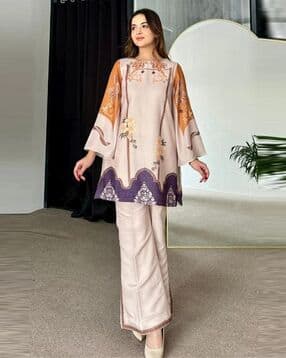 Women Printed Tunic & Palazzos Co-Ord Set-image-16