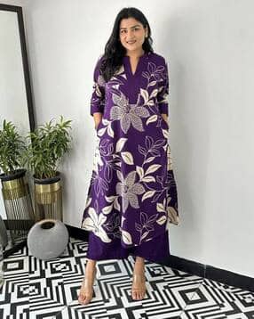 Women Floral Print Kurta & Palazzo Co-Ord Set-image-3