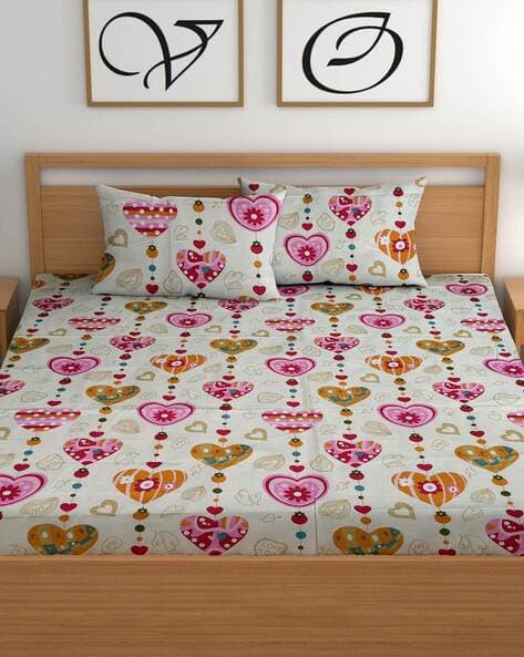 CG HOMES Cotton Double Printed 1 Bedsheet with 2 Pillow Covers