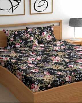 chhavi india 180 TC Floral Print Double Bedsheet with Pillow Covers-picture-8