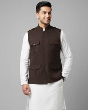 buagi collection Men Regular Fit Shirt Nehru Jacket with Flap Pockets-picture-35