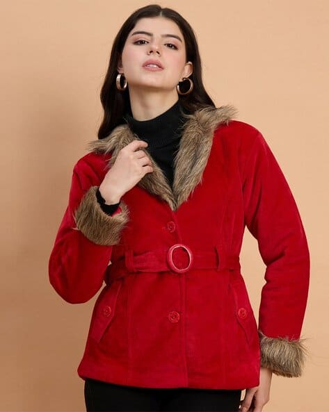 Buda Jeans Co Women Regular Fit Lapel-Collar Parka Coat