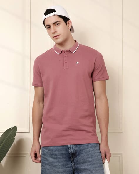 WROGN Men Pink Polo T-Shirt