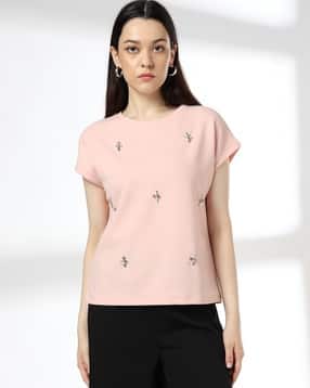 fig Women Embellished Boxy Fit Crew-Neck T-Shirt-picture-53