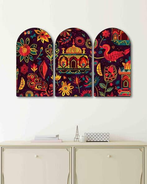 SAF Set of 3 Palace Folk Print Wall Arts