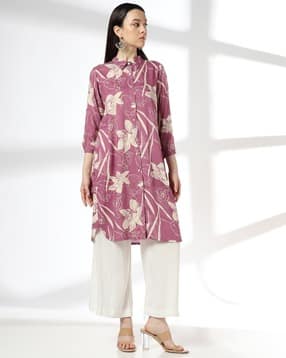 fusion Women Floral Print Straight Kurta-picture-42