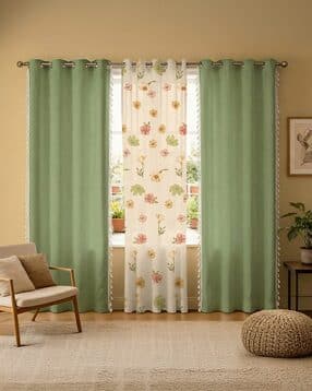 urban space Set of 3 Floral Print Window Curtains-picture-47