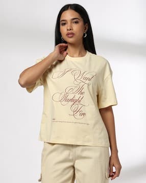 rio Women Typographic Print Boxy Fit Crew-Neck T-Shirt-picture-29