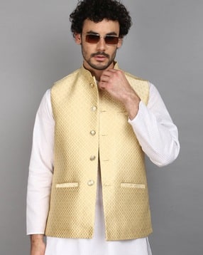v-mart Men Regular Fit Nehru Jacket with Welt Pockets-picture-23
