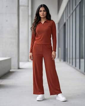 Buy Christy World X AG Women Ribbed Top & Pants Co-Ord Set Online