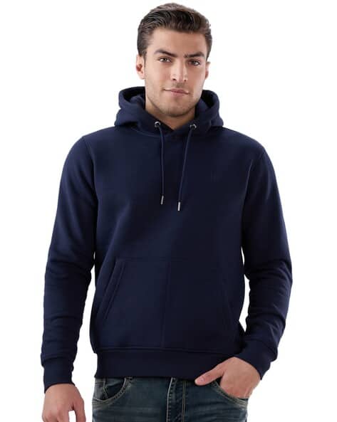 Men Regular Fit Hoodie with Kangaroo Pocket