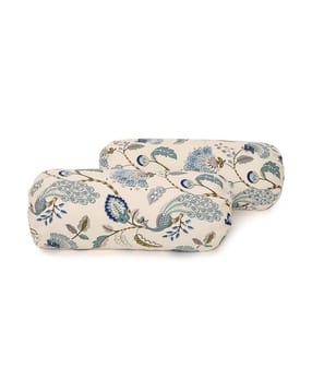 Set of 2 Floral Print Bolster Pillow Covers
