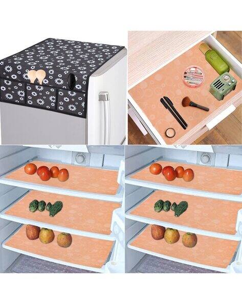CROSMO Set of 6 Geometric Print Mats with Fridge Cover