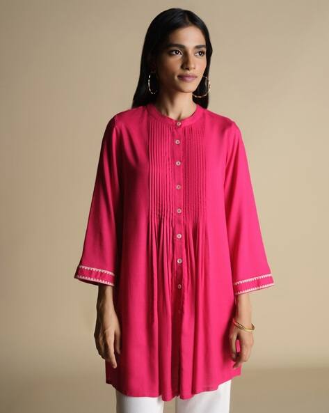 Global Desi Women Pleated Regular Fit Top