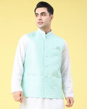 v-mart Men Regular Fit Nehru Jacket with Welt Pockets-picture-49