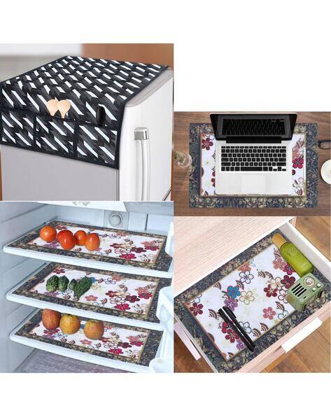 CROSMO Set of 4 Floral Print Mats with Fridge Cover