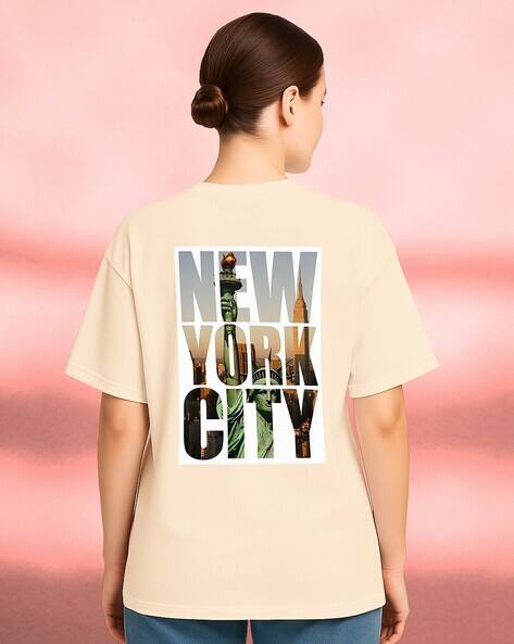 BTT VIBE Women Typographic Print Oversized Crew-Neck T-Shirt
