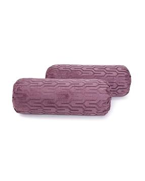 Set of 2 Geometric Pattern Velvet Bolster Pillow Covers
