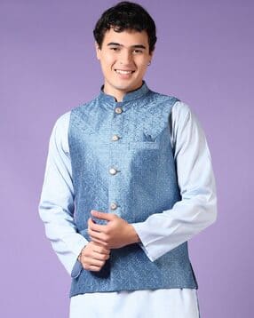 v-mart Men Regular Fit Nehru Jacket with Welt Pockets-picture-19