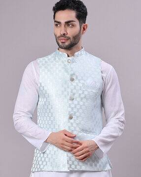 Men Regular Fit Nehru Jacket with Welt Pockets-image-48