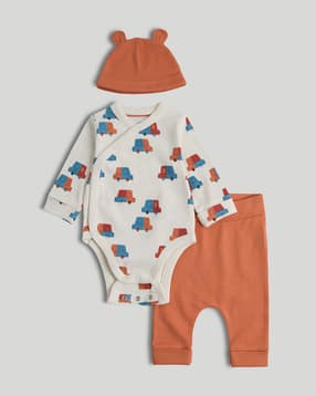 mothercare Infants Printed Cotton Bodysuit & Pants with Beanie-picture-16